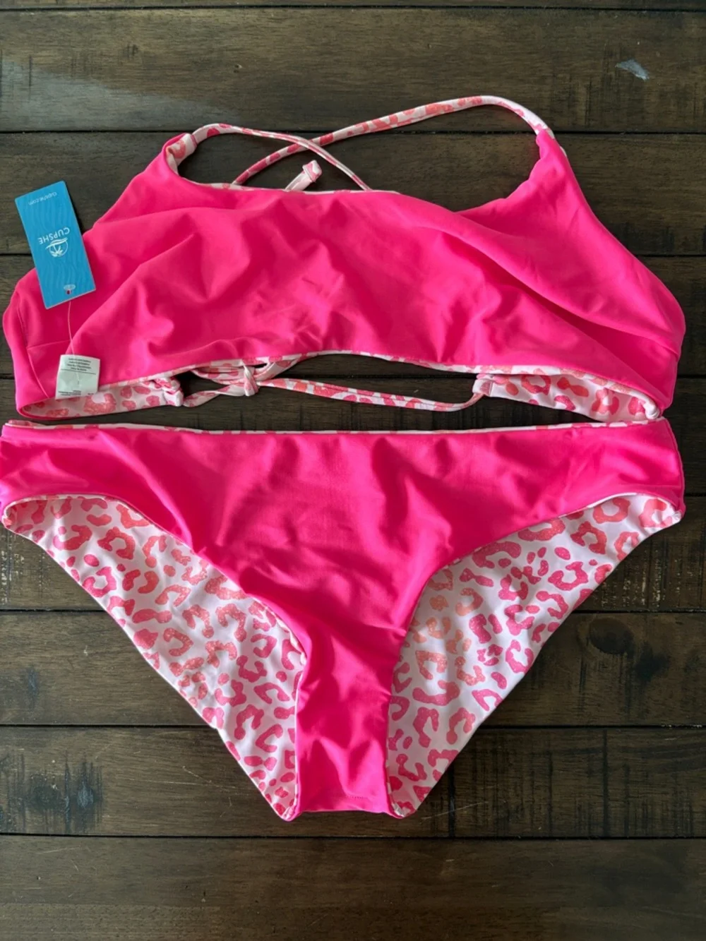 Cupshe Pink Leopard Print Two-Piece Swim Set